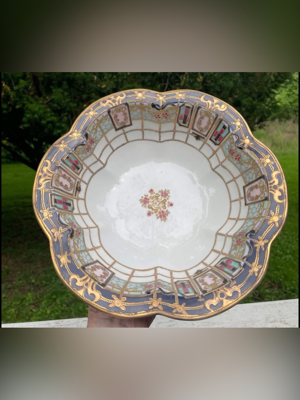 Collectable Antique Nippon Japanese Hand Painted Elaborate Bowl 10”x3”